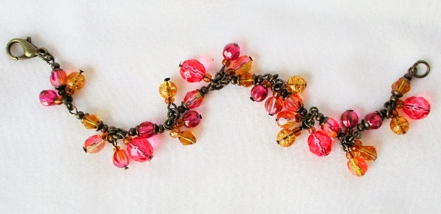 Pink Beaded Cluster Bracelet - Juicybeads Jewelry