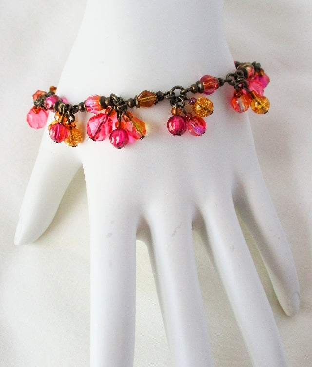 Pink Beaded Cluster Bracelet - Juicybeads Jewelry