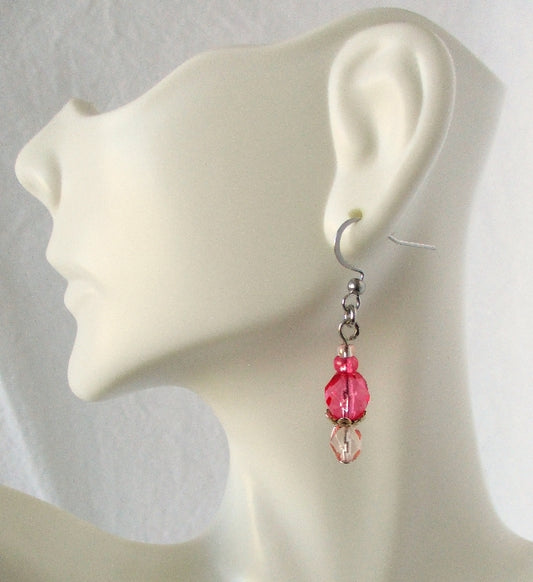 Pink Beaded Drop Earrings - Juicybeads Jewelry