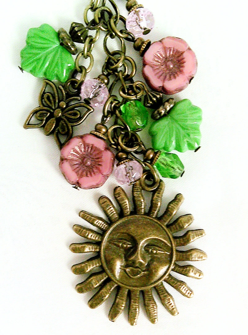 Pink Floral Beaded Purse Charm - Juicybeads Jewelry