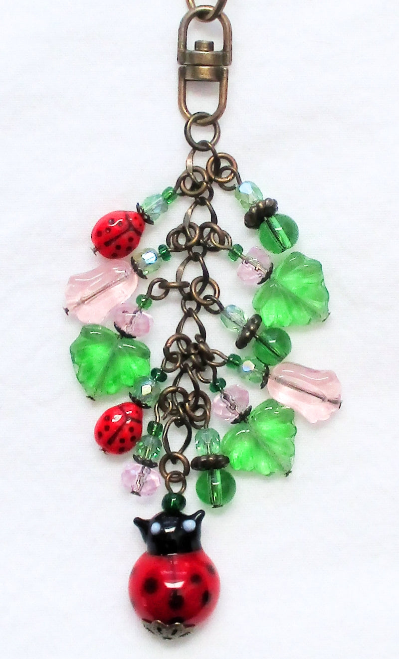 Pink Flower Beaded Purse Charm - Juicybeads Jewelry