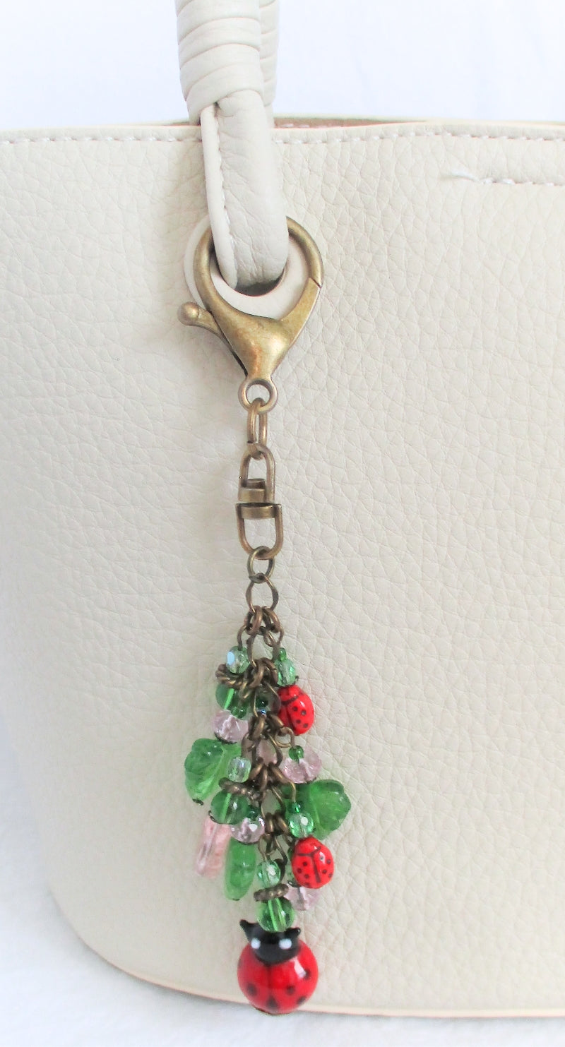 Pink Flower Beaded Purse Charm - Juicybeads Jewelry