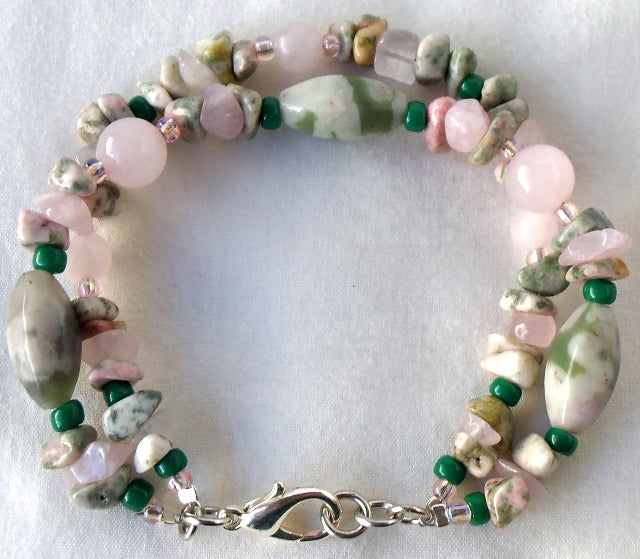 Pink Quartz Double Strand Bracelet - Juicybeads Jewelry