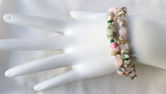 Pink Quartz Double Strand Bracelet - Juicybeads Jewelry