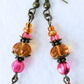 Pink & Brown Drop Earrings - Juicybeads Jewelry