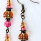 Pink & Brown Drop Earrings - Juicybeads Jewelry