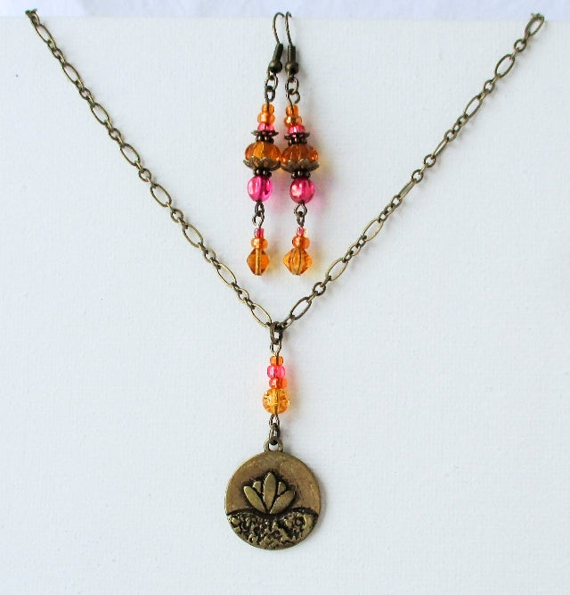 Pink & Brown Drop Earrings - Juicybeads Jewelry