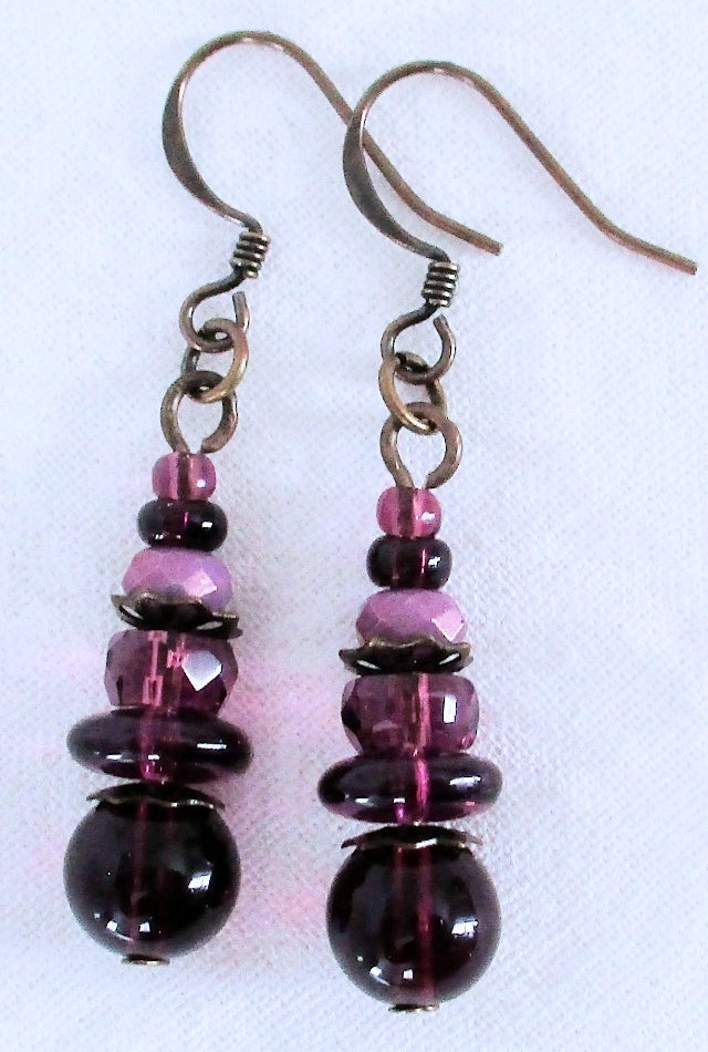 Plum Purple Beaded Earrings - Juicybeads Jewelry