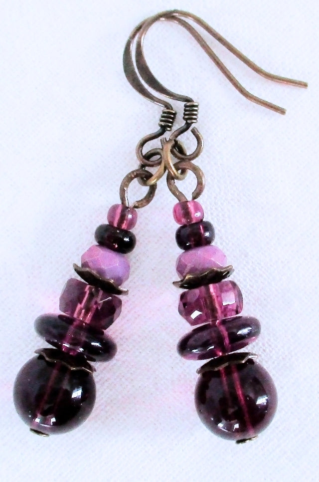 Plum Purple Beaded Earrings - Juicybeads Jewelry