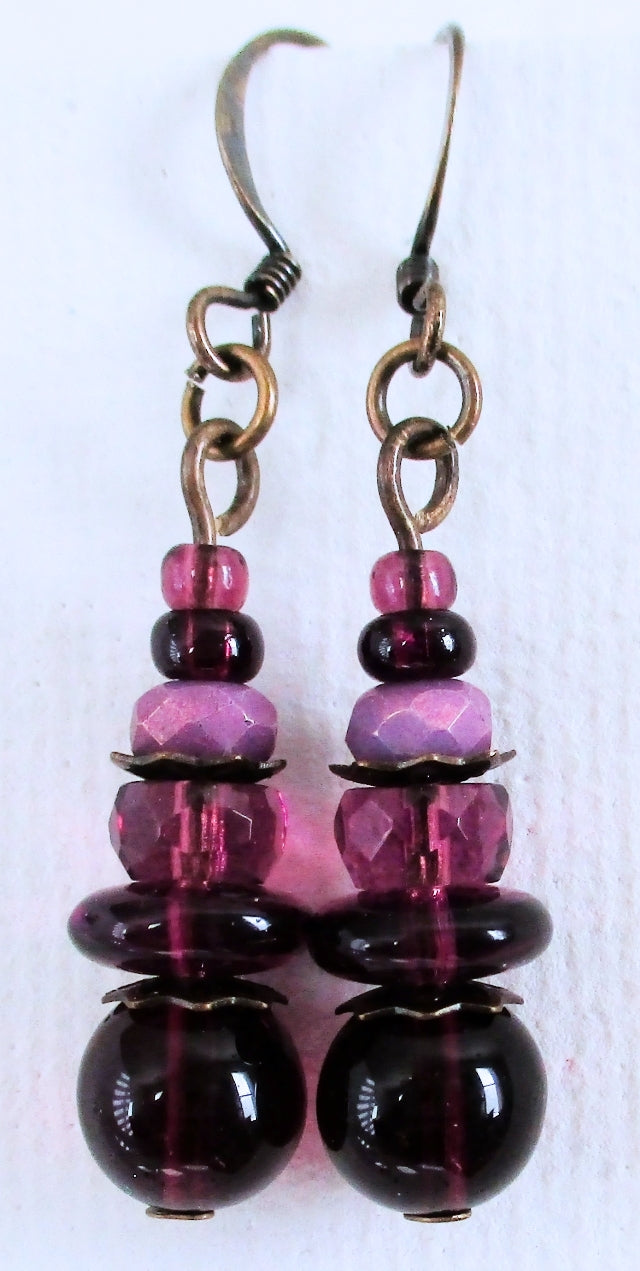 Plum Purple Beaded Earrings - Juicybeads Jewelry
