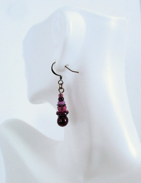 Plum Purple Beaded Earrings - Juicybeads Jewelry