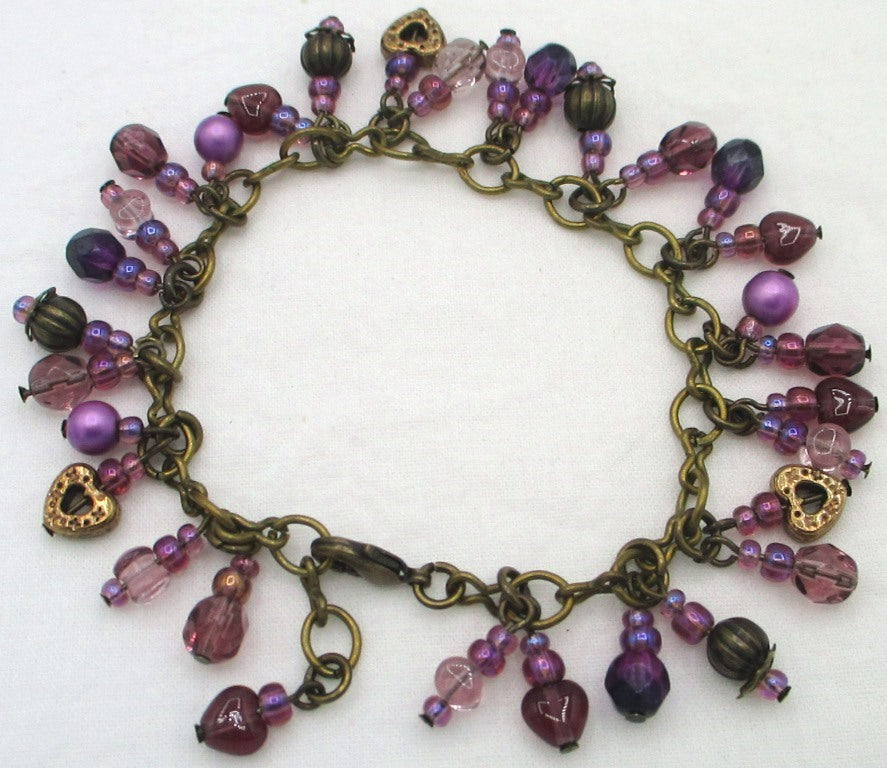 Purple Beaded Cluster Bracelet - Juicybeads Jewelry