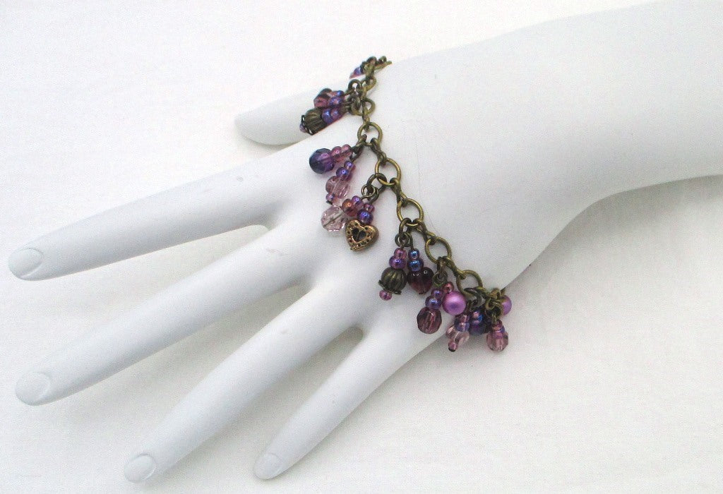 Purple Beaded Cluster Bracelet - Juicybeads Jewelry