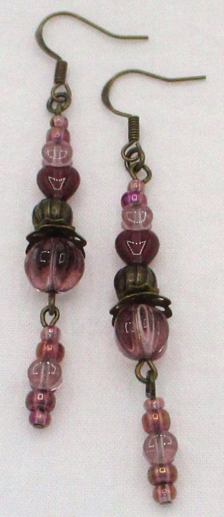 Purple Beaded Long Drop Earrings - Juicybeads Jewelry