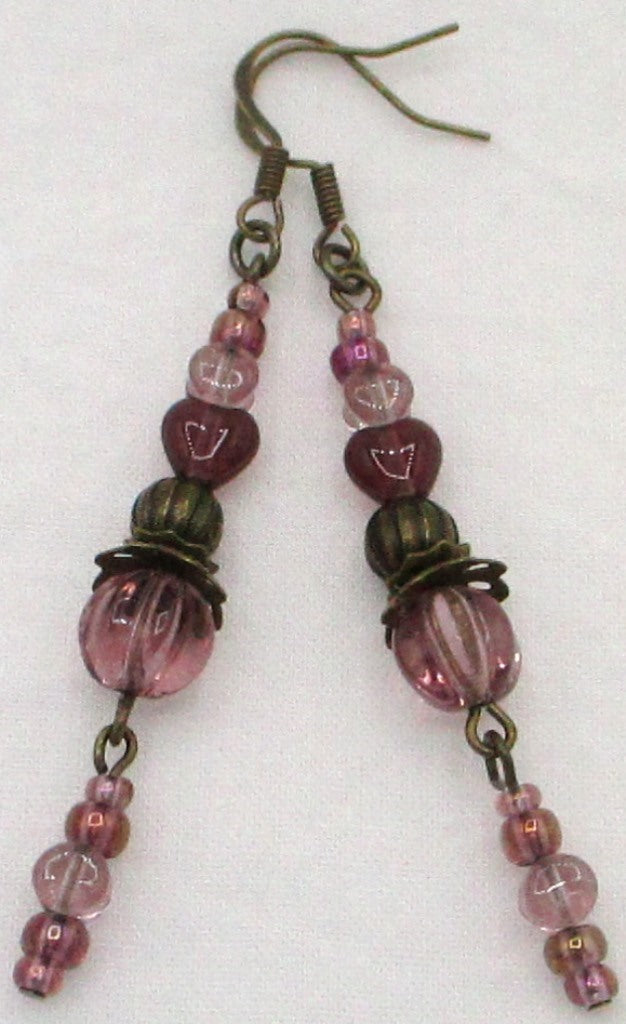 Purple Beaded Long Drop Earrings - Juicybeads Jewelry