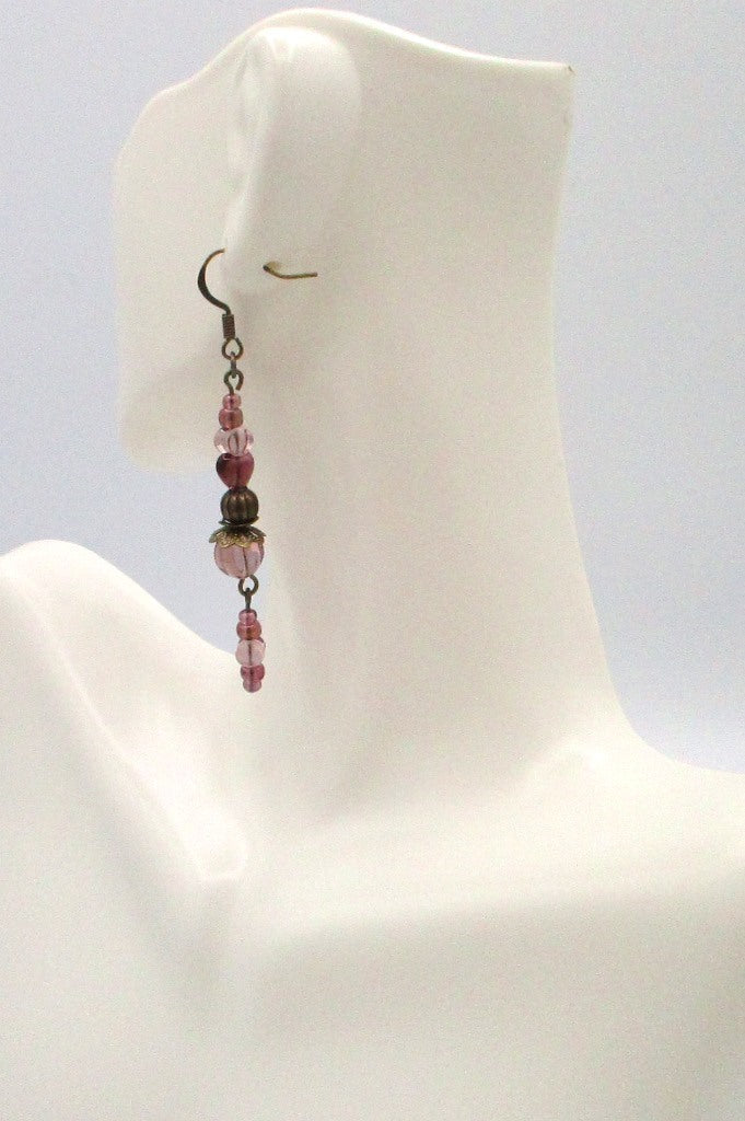 Purple Beaded Long Drop Earrings - Juicybeads Jewelry