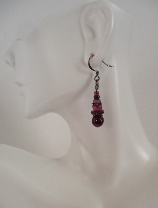 purple drop earrings - Juicybeads Jewelry