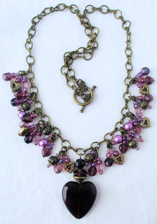 purple beaded cluster necklace - Juicybeads Jewelry