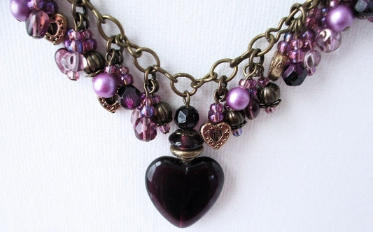 purple beaded cluster necklace - Juicybeads Jewelry