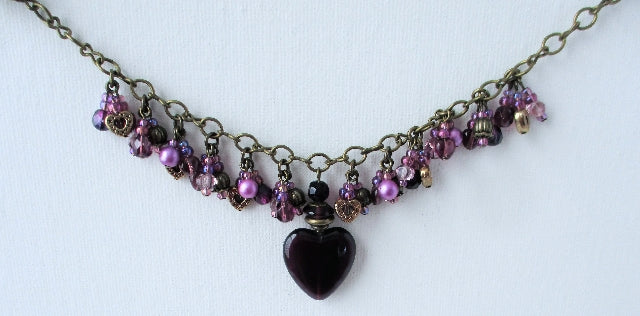 purple beaded cluster necklace - Juicybeads Jewelry