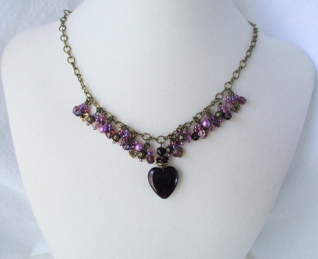 purple beaded cluster necklace - Juicybeads Jewelry