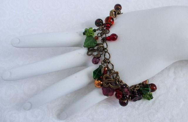 Purple Flower Beaded Cluster Bracelet - Juicybeads Jewelry