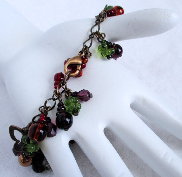 Purple Flower Beaded Cluster Bracelet - Juicybeads Jewelry