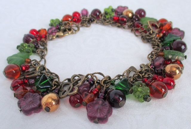 Purple Flower Cluster Bracelet - Juicybeads Jewelry
