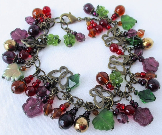 Purple Flower Cluster Bracelet - Juicybeads Jewelry