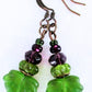 Purple & Green Leaf Dangle Earrings - Juicybeads Jewelry