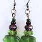 Purple & Green Leaf Dangle Earrings - Juicybeads Jewelry