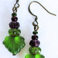 Purple & Green Leaf Dangle Earrings - Juicybeads Jewelry