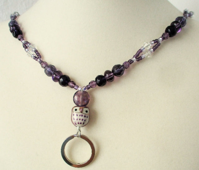 Purple & White Beaded Lanyard - juicybeads jewelry