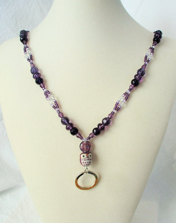 Purple & White Beaded Lanyard - juicybeads jewelry