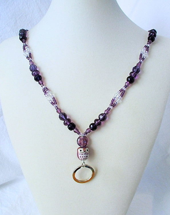 Purple & White Beaded Lanyard - juicybeads jewelry