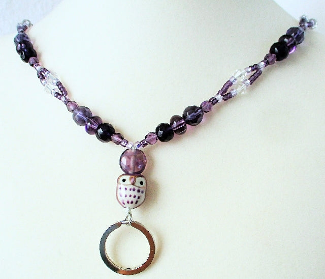 Purple & White Beaded Lanyard - juicybeads jewelry
