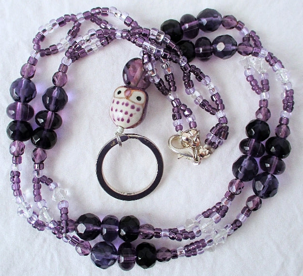 Purple & White Beaded Lanyard - juicybeads jewelry