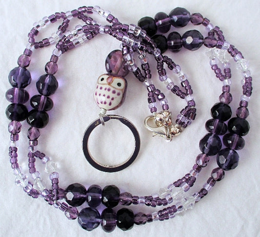 Purple & White Beaded Lanyard - juicybeads jewelry