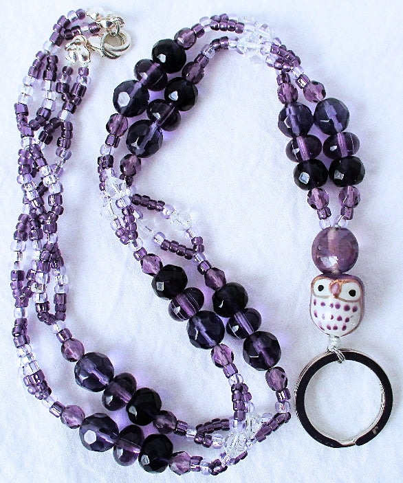 Purple & White Beaded Lanyard - juicybeads jewelry