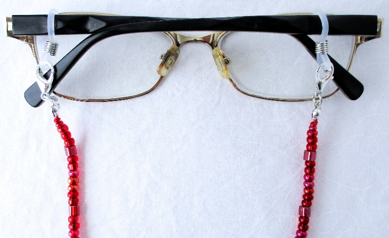 Red AB Beaded Eyeglass Chain - Juicybeads Jewelry