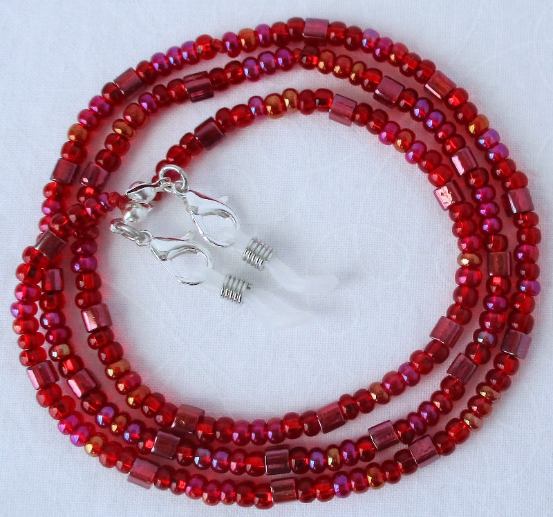 Red AB Beaded Eyeglass Chain - Juicybeads Jewelry