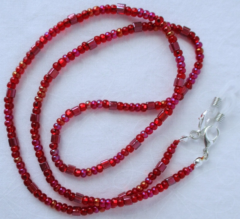 Red AB Beaded Eyeglass Chain - Juicybeads Jewelry