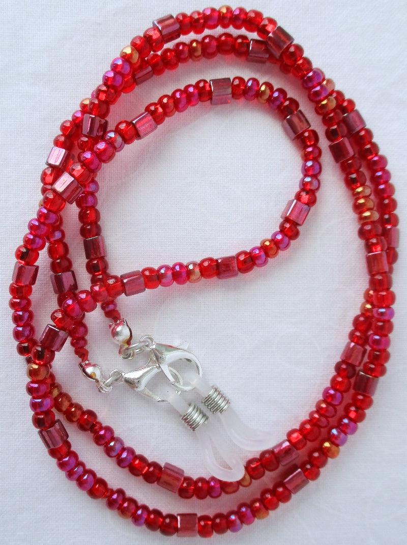 Red AB Beaded Eyeglass Chain - Juicybeads Jewelry