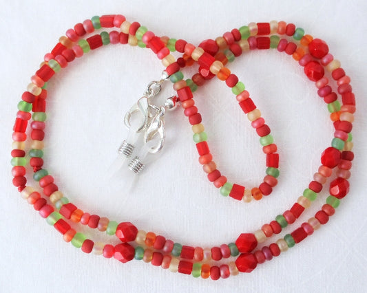 Red Beaded Eyeglass Chain - Juicybeads Jewelry