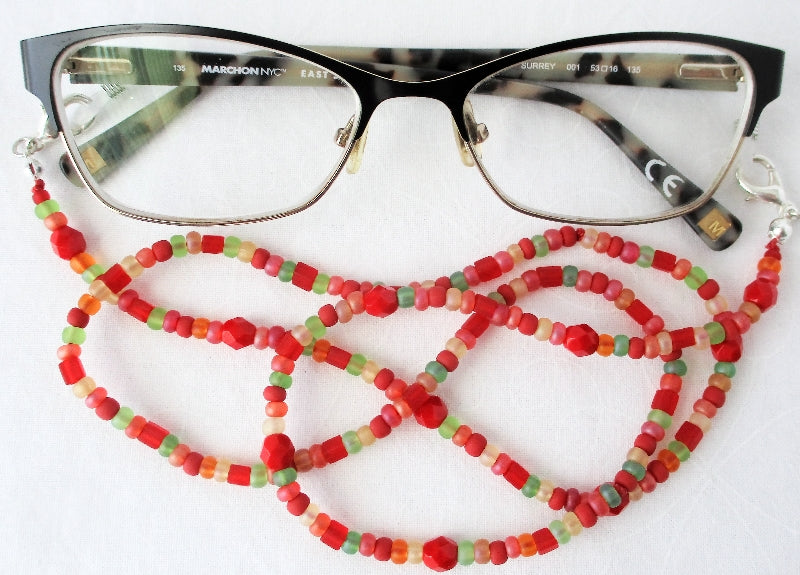 Red Beaded Eyeglass Chain - Juicybeads Jewelry