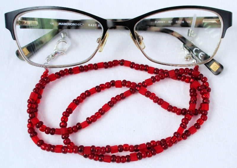 Red Beaded Glasses Chain Juicybeads Jewelry