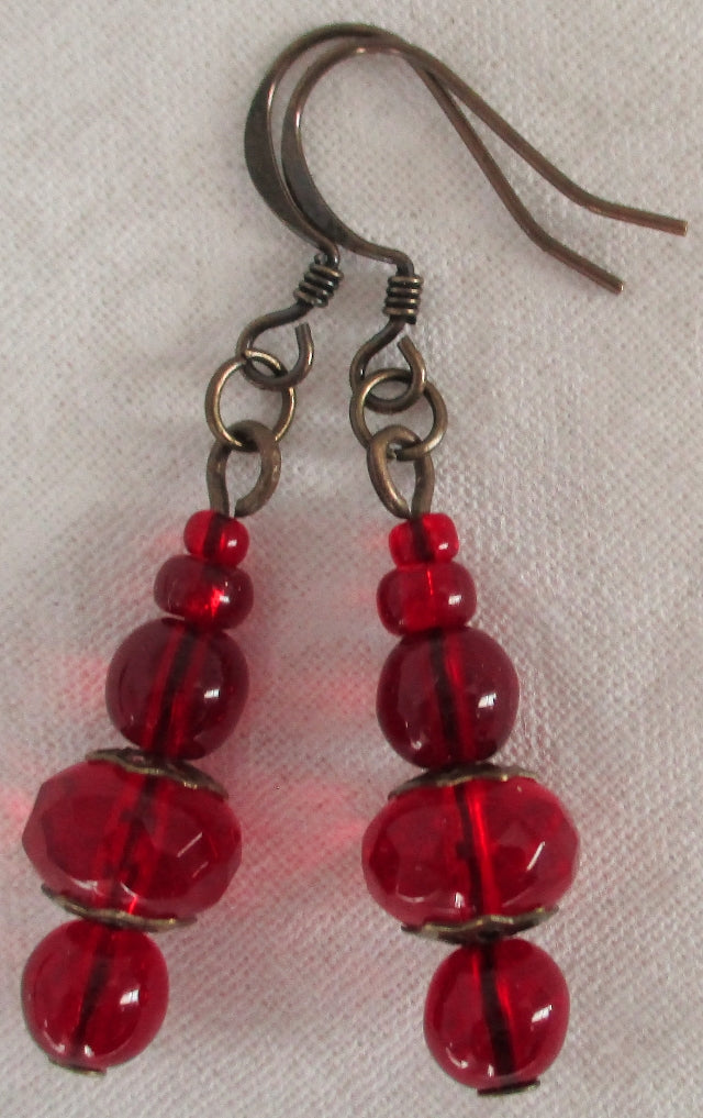 Red Drop Earrings - Juicybeads Jewelry