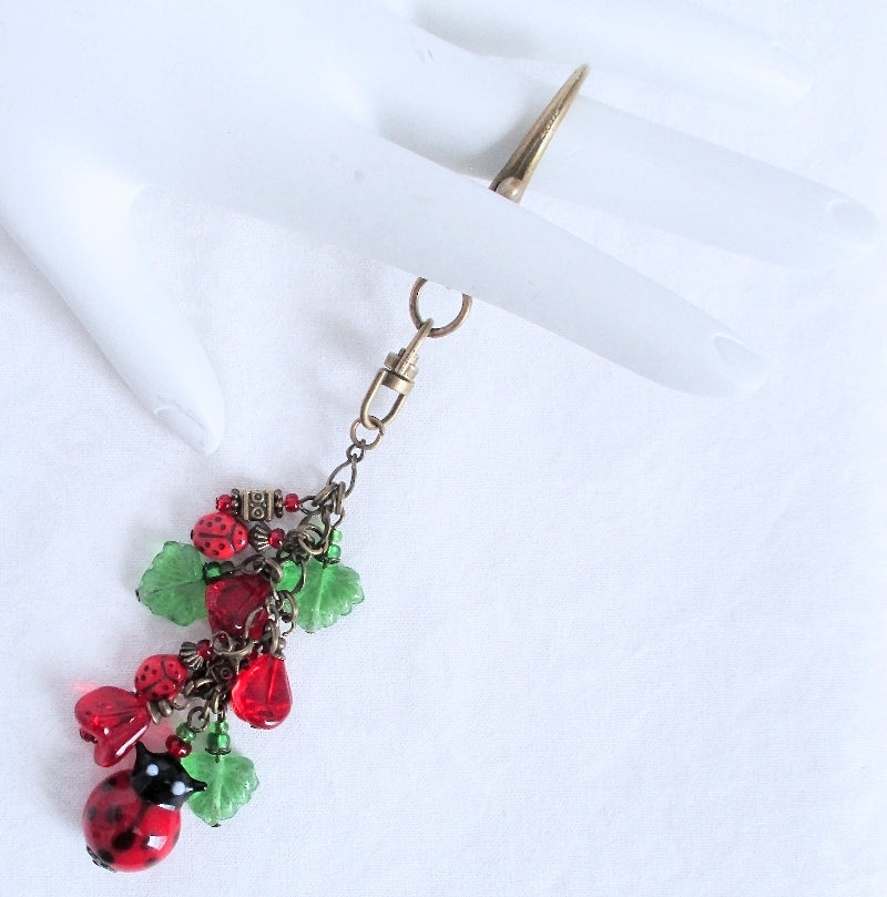Red Flower Beaded Purse Charm - Juicybeads Jewelry