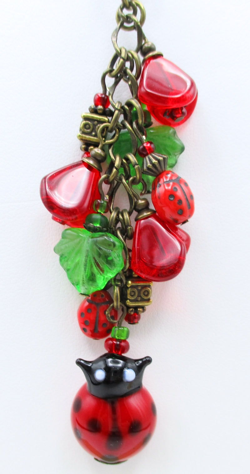 Red Flower Beaded Purse Charm - Juicybeads Jewelry