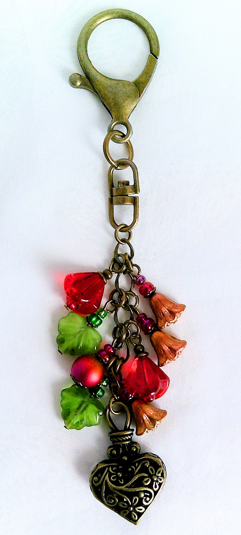 Red Flowers Beaded Purse Charm - Juicybeads Jewelry